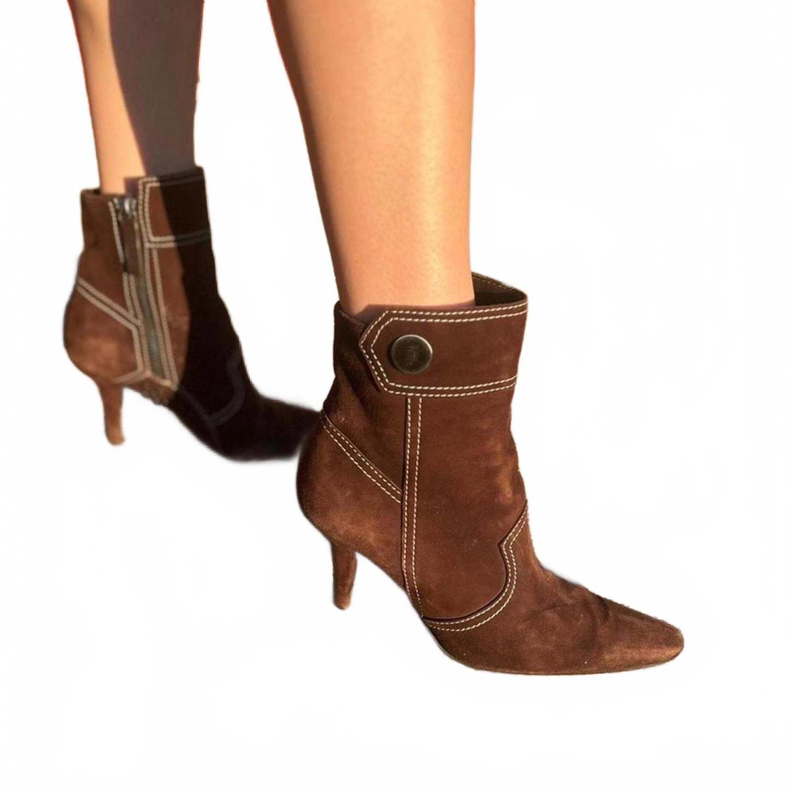 Other Y2K Tod’s Dark Brown Suede Ankle Booties – Made in Italy Size US 5.5 / IT 35.5 - 1 Thumbnail