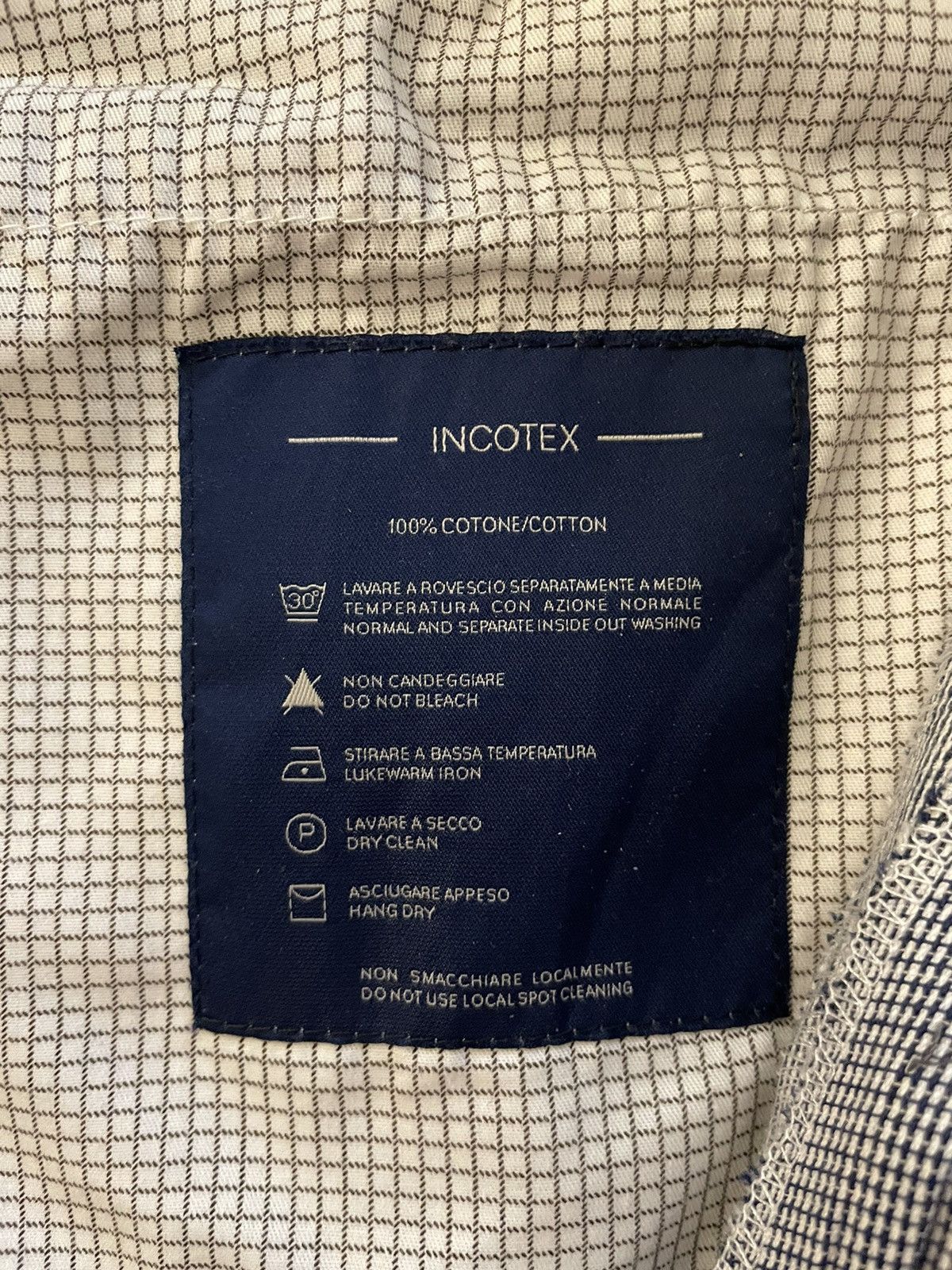 Incotex Textured Cotton Micro Check Flat Front Trouser Size US 40 / EU 56 - 4 Thumbnail