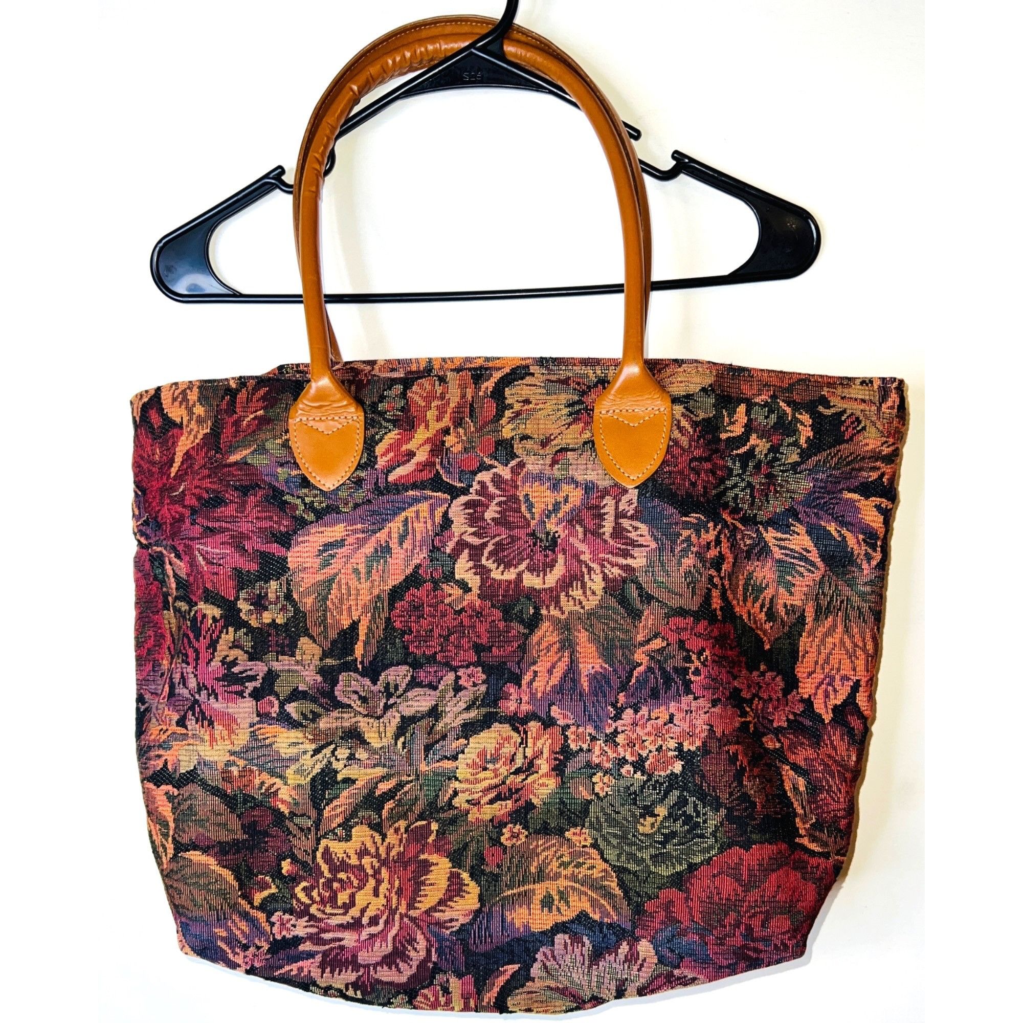 Floral Tapestry Tote Bag With Leather Handles Talbots Large, Women's