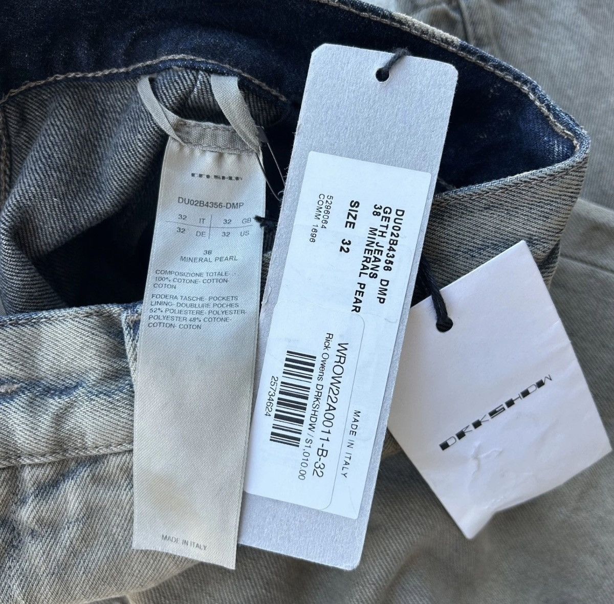 Rick Owens Drkshdw NEW Rick Owens DRKSHDW Geth Mineral Pearl Jeans Size US 32 / EU 48 - 3 Thumbnail