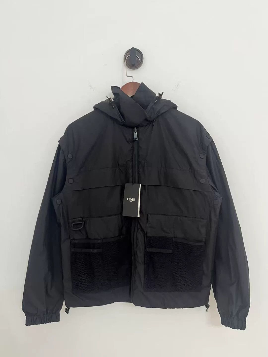Fendi Fendi Black Full Logo Hooded Jacket Size US S / EU 44-46 / 1 - 1 Thumbnail