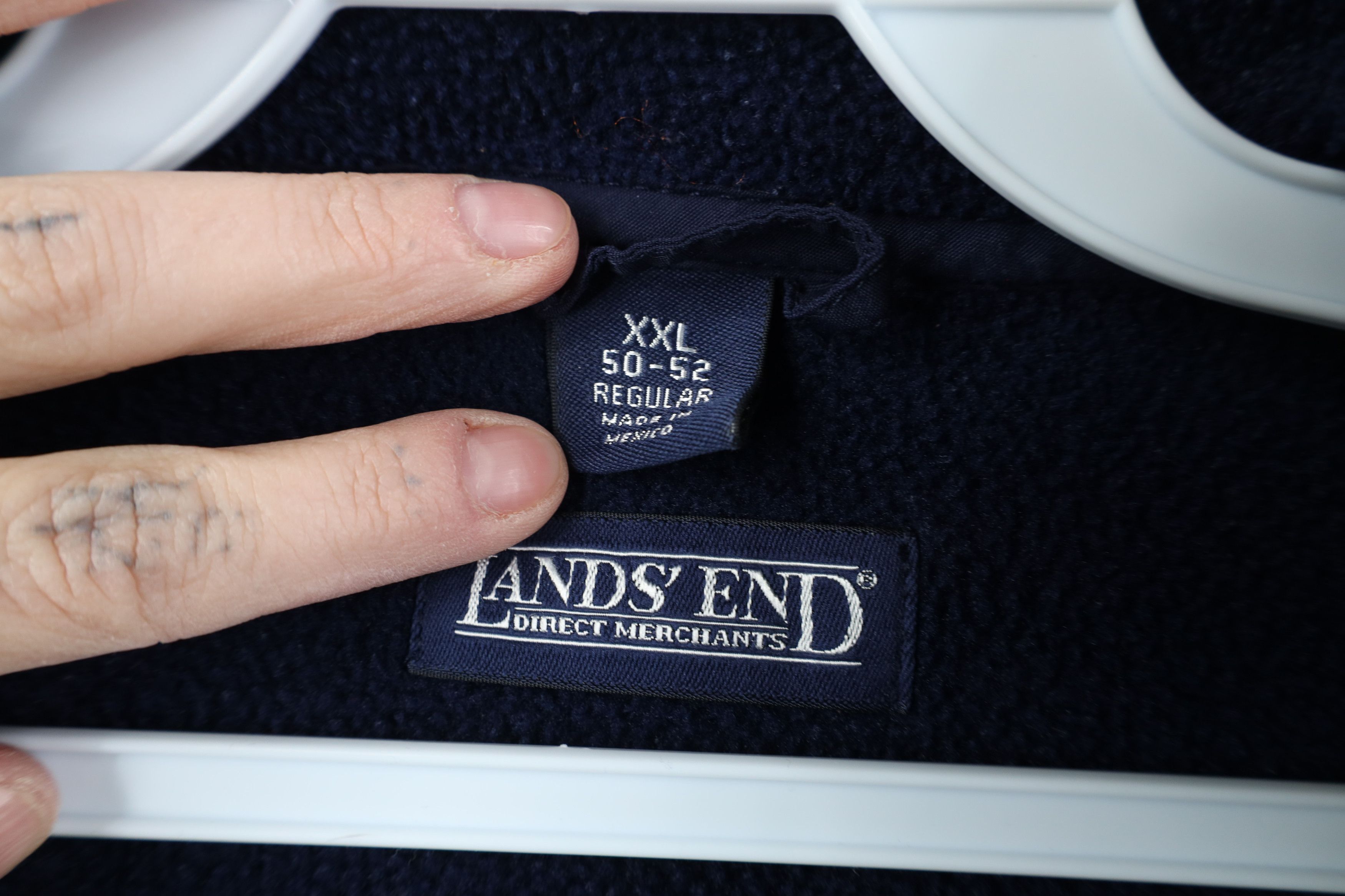 Lands' End Vintage 90s Lands End Blank Full Zip Fleece Jacket Navy Blue Size US XXL / EU 58 / 5 - 4 Thumbnail