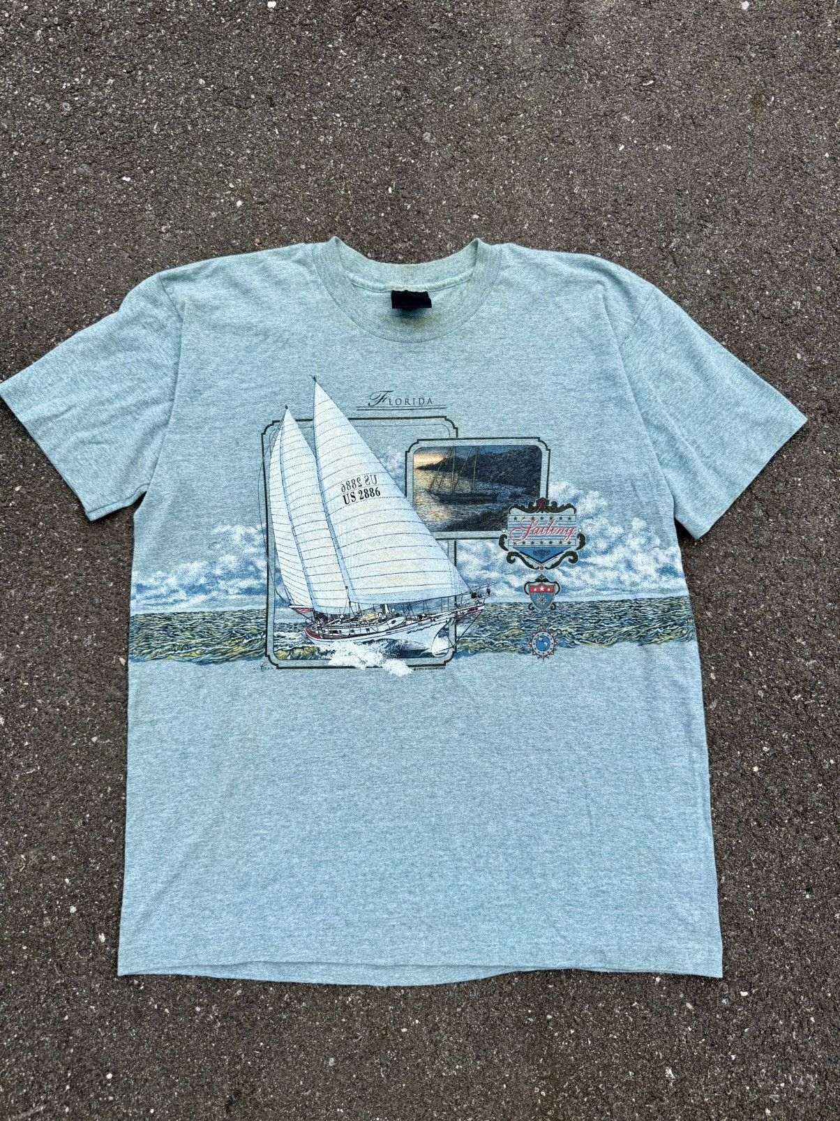 Vintage 1993 Florida Sailing Single Stitch Tee Shirt Size US L / EU 52-54 / 3 - 1 Thumbnail