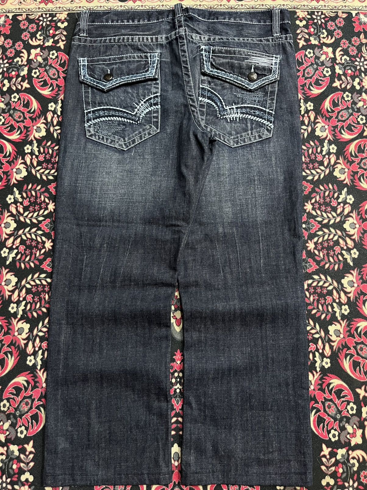 No Faith Studios Vintage Decree Dark Washed Distressed Slim Straight Jeans Size US 36 / EU 52 - 2 Thumbnail