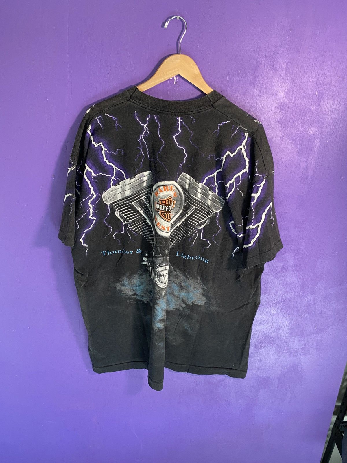 Harley Davidson Vintage 90s Harley davidson lightning AOP t-shirt Size US XXL / EU 58 / 5 - 2 Thumbnail