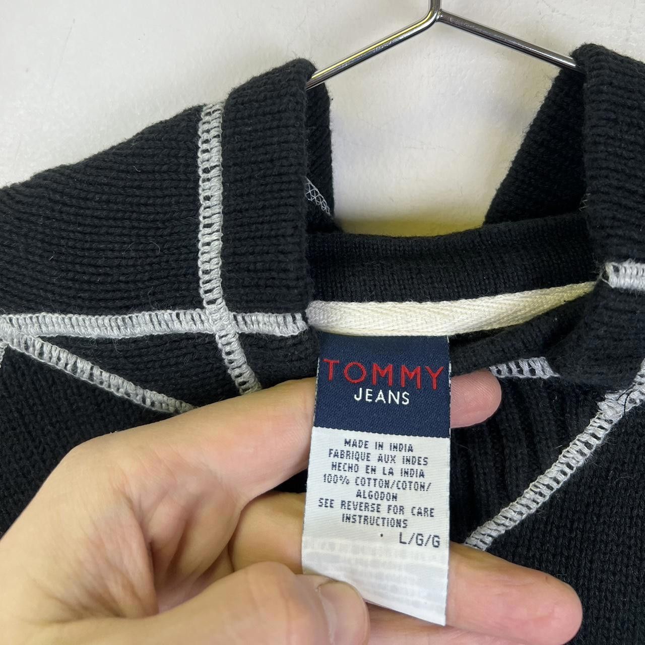 Designer Tommy Jeans Black Hoodie with White Trim y2k 00s Size US L / EU 52-54 / 3 - 5 Thumbnail
