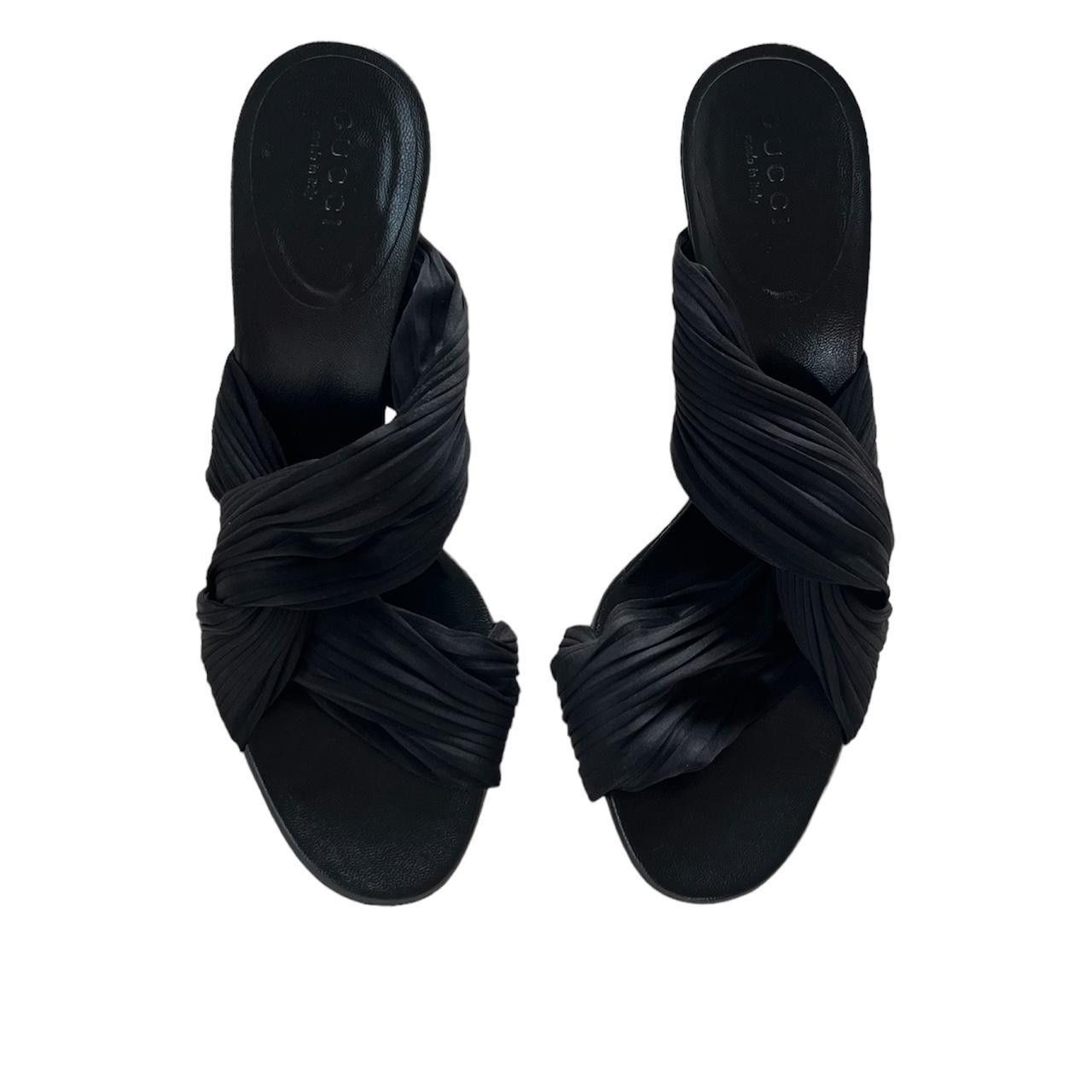 Gucci Black Gucci mules with satin pleat twist Size US 5.5 / IT 35.5 - 1 Thumbnail