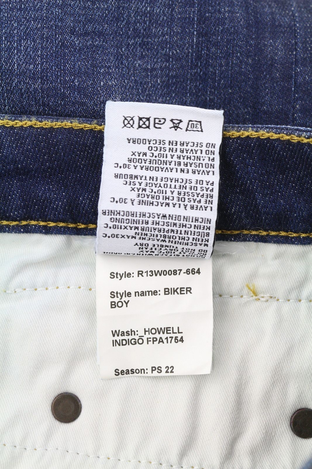 R13 BIKER BOY 27 Howell Indigo Faded Skinny Ankle 85430 Size 27" / US 4 / IT 40 - 8 Thumbnail