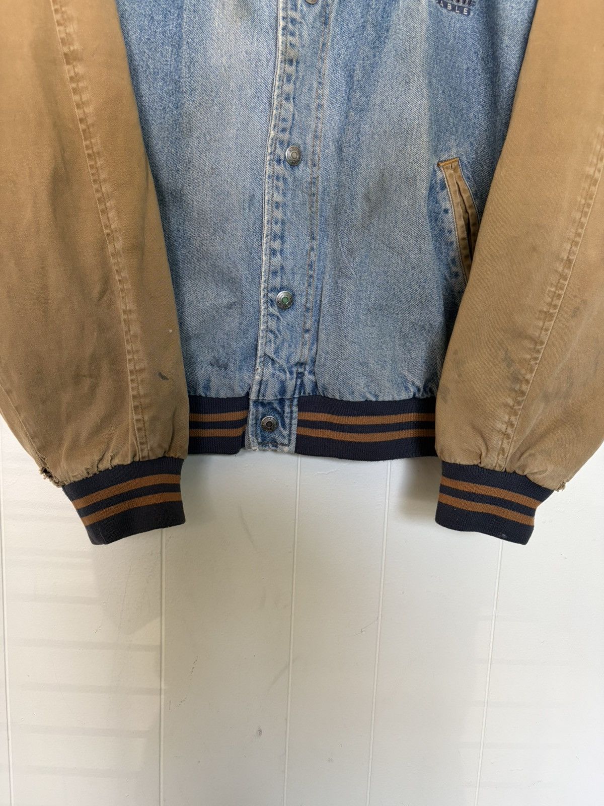 Dunbrooke Vintage 90s Dunbrooke thrashed denim varsity jacket Size US XL / EU 56 / 4 - 2 Thumbnail