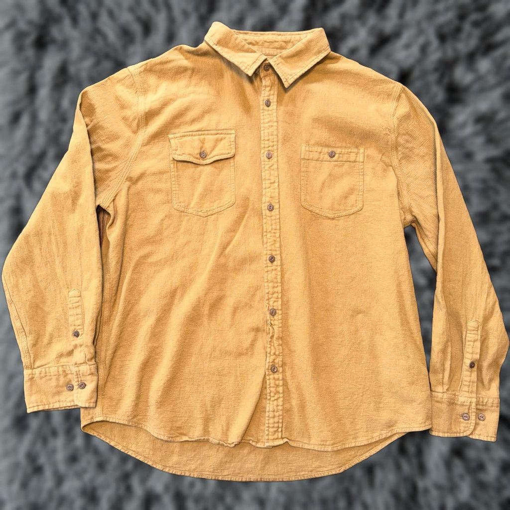 Flint And Tinder Flint And Tinder Shirt Mens 2XL Brown Textured Cotton Button Down Long Sleeve Regular Fit Button-Up Collared Classic Outdoor Mens Size US XXL / EU 58 / 5 - 1 Thumbnail
