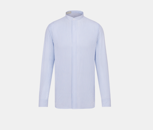 Dior o1w1db10525 483C57 Cabochon Collar Shirt in White/Blue Size US S / EU 44-46 / 1 - 4 Thumbnail