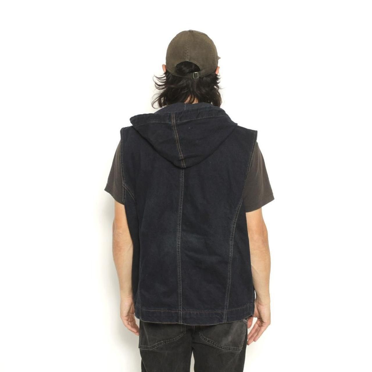 Vintage NAVY BLUE HOODED BUTTON UP DENIM VEST BY BOSS Size US XL / EU 56 / 4 - 4 Thumbnail