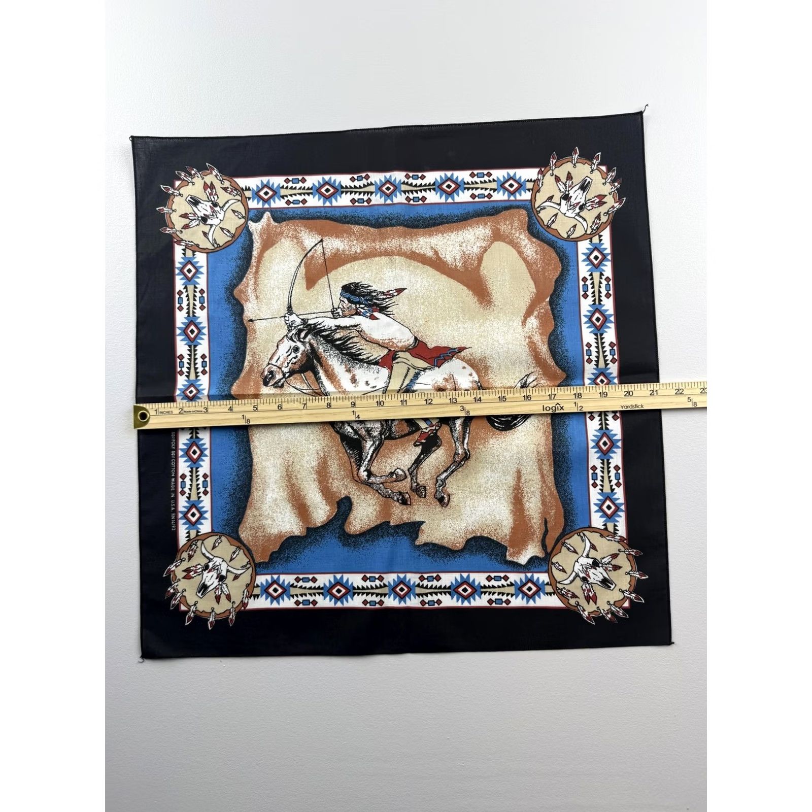 Vintage Vintage Bandana Scarf Mens Bandana Western Horse Rider Graphic Made In USA Size ONE SIZE - 4 Thumbnail
