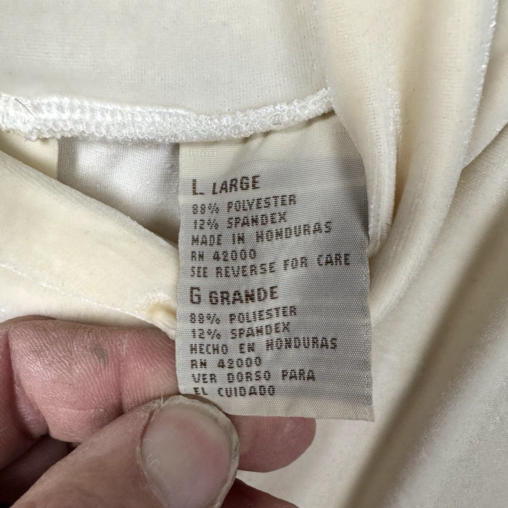 Velour Kathy Ireland Top L Eggshell Velour Soft Girl Night Out Romantic Cozy Feminine Shirt Women Size L / US 10 / IT 46 - 5 Thumbnail