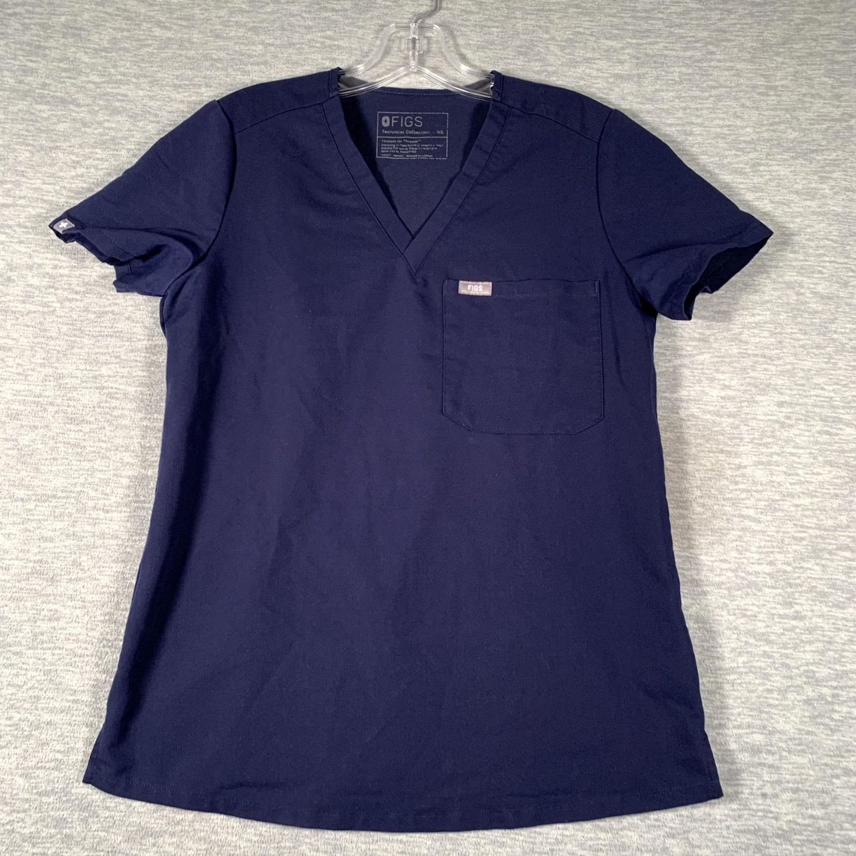 Vintage FIGS Scrub Top Womens XS Blue Technical Collection V Neck Pocket Tunic Size XS / US 0-2 / IT 36-38 - 2 Thumbnail