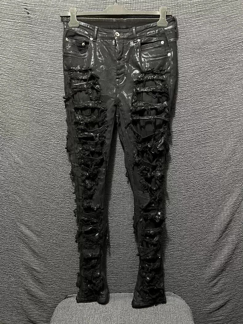 Rick Owens Rick Owens 23SS Detroit cut Double Ribbon Jeans with Erosion and Destruction Coating Size US 30 / EU 46 - 1 Thumbnail