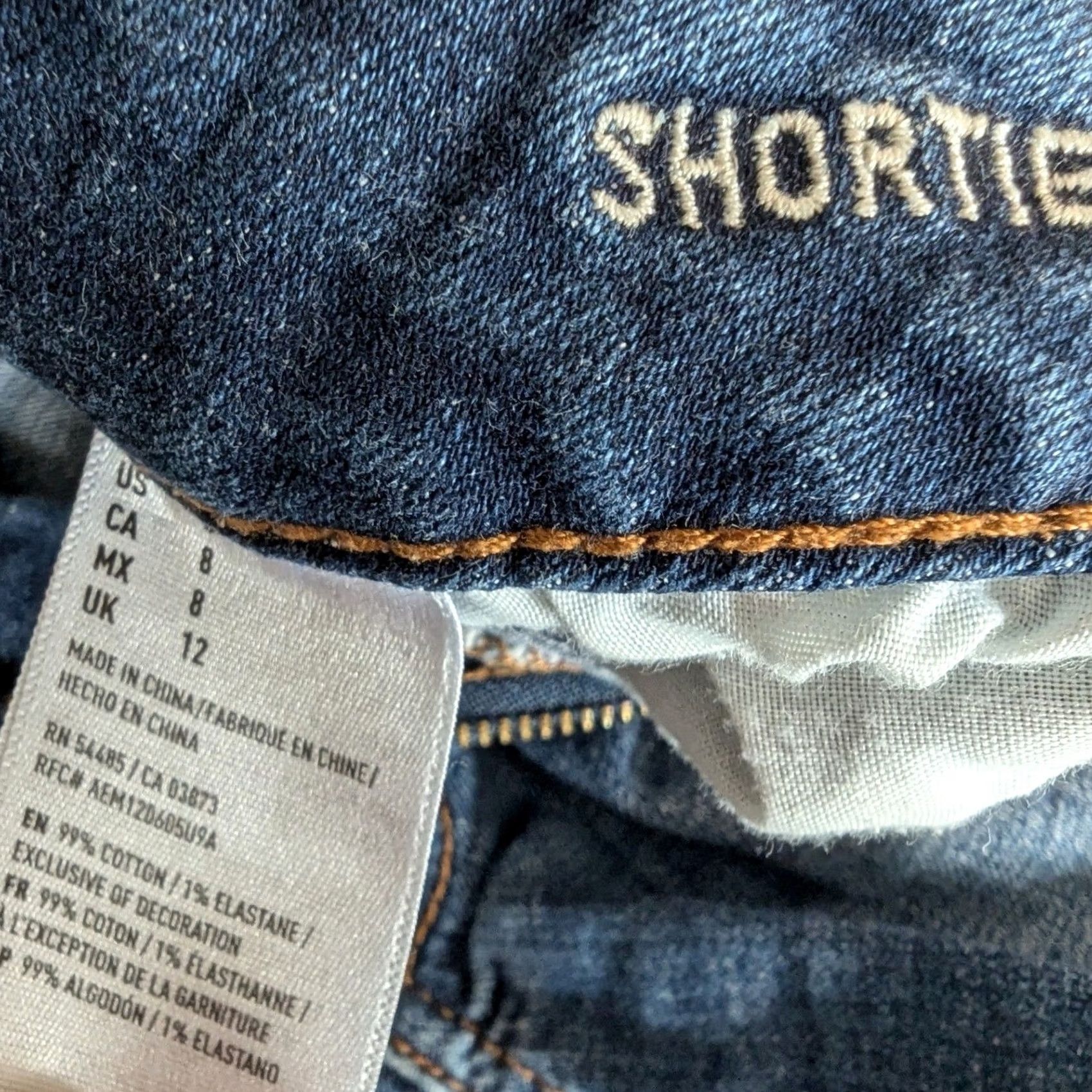 American Eagle Outfitters American Eagle Outfitters Shortie Jean Shorts Cut-Off Medium Wash 29 Blue Womens Casual Retro Y2K Stretch Denim Shorts Size 29" - 7 Thumbnail