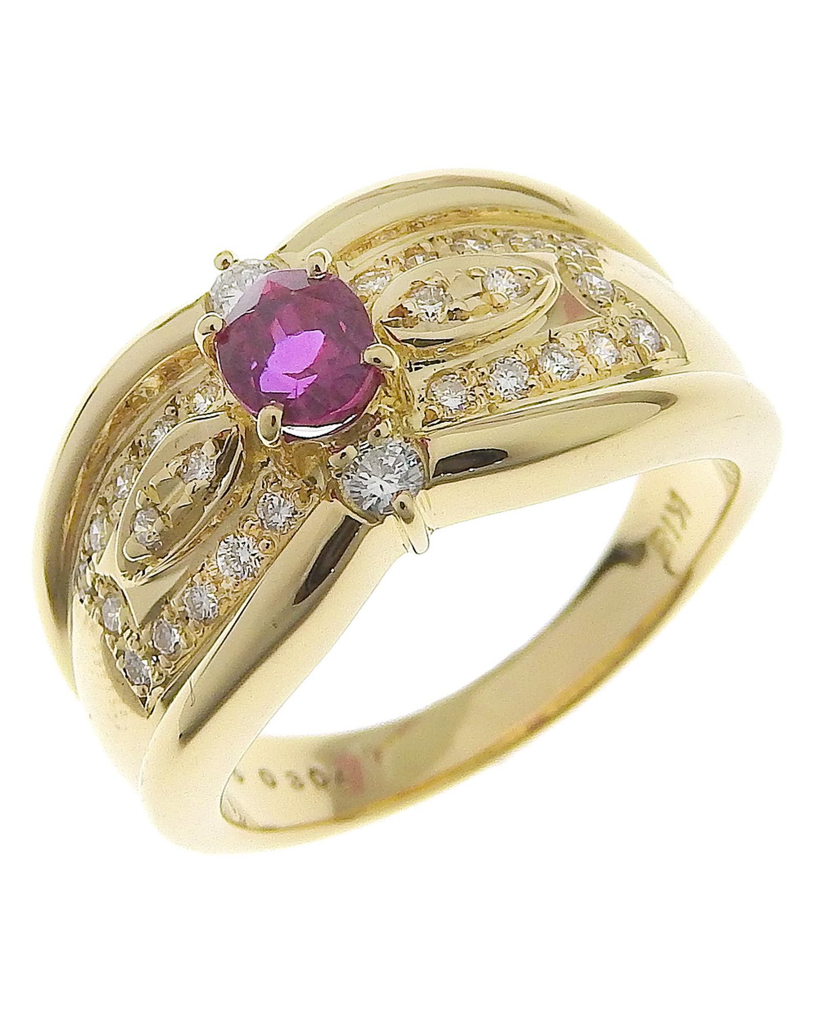 image of Ruby And Diamond 18K Gold Ring, Women's