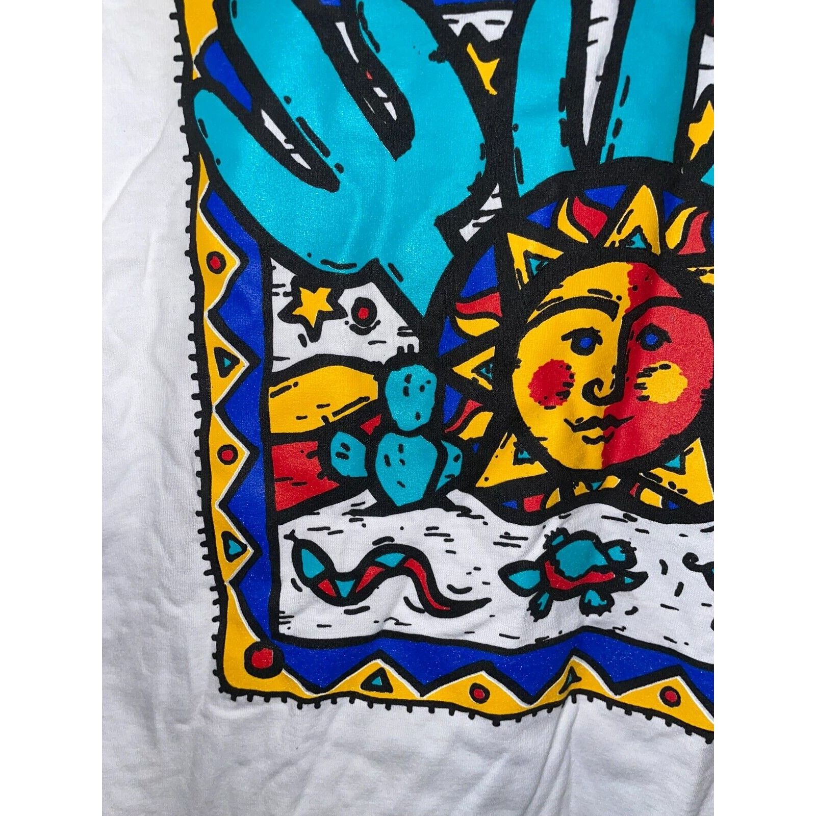 Jerzees Vintage Desert Shirt Western Cactus Sun Print White L Tee Size US L / EU 52-54 / 3 - 3 Thumbnail