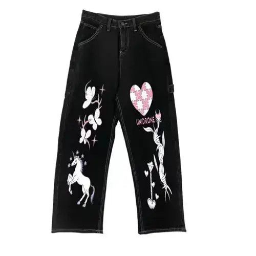 Other VIBE Streetwear Anime Print Wide Leg Daddy Baggy Jeans Size US 31 - 7 Thumbnail