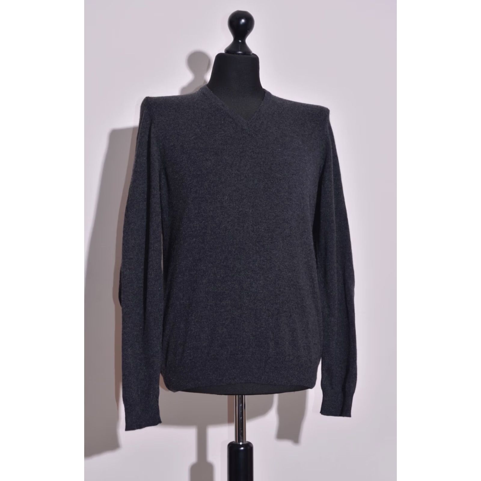Hackett Hackett Jumper Men V-Neck Grey Cashmere/Silk/Wool Elbow Patches Size L Size US L / EU 52-54 / 3 - 2 Thumbnail