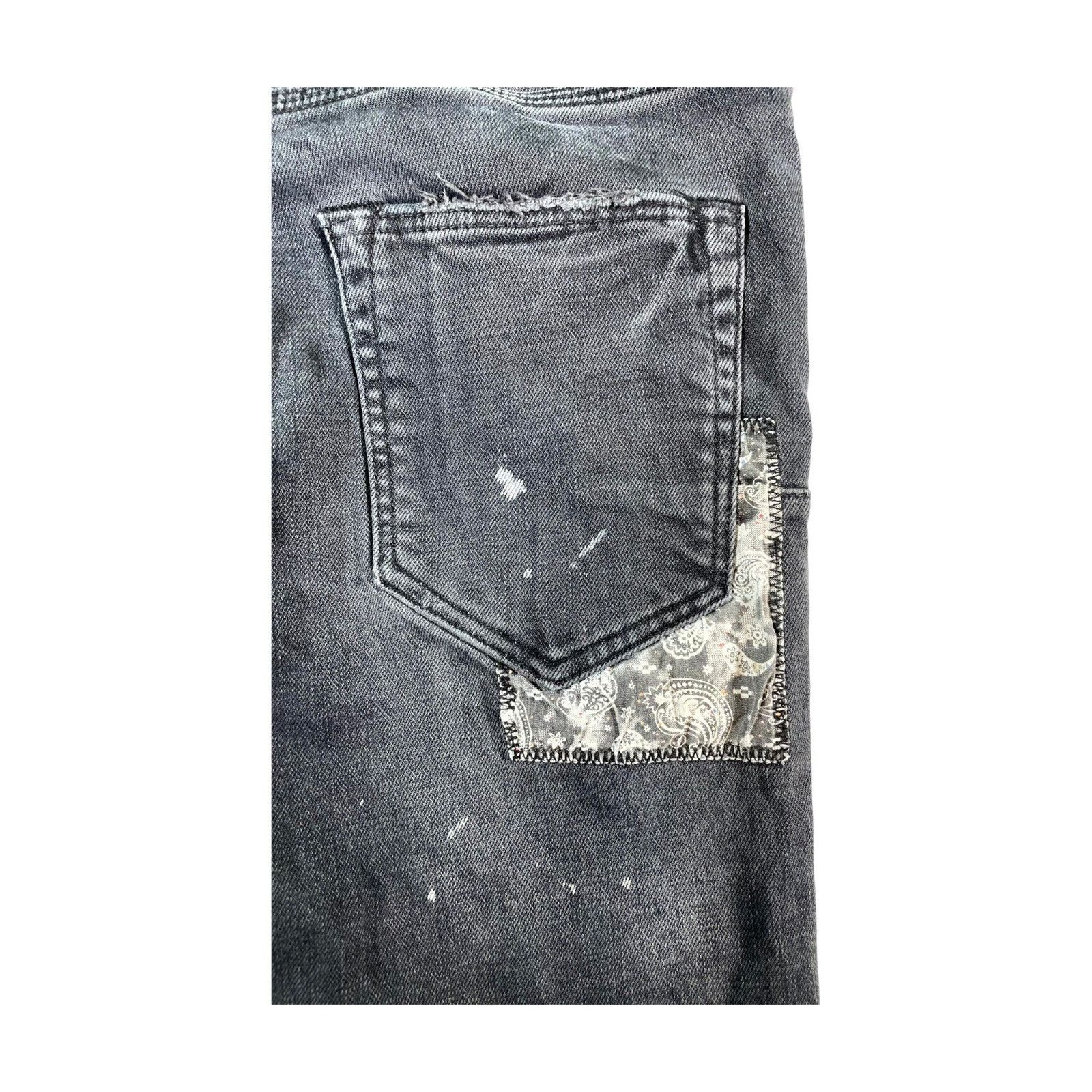 Purple Brand Purple Brand Paisley Patchwork Black Wash Jeans Size US 29 - 3 Thumbnail
