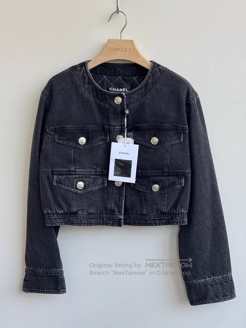 Chanel Chanel Black and gray cotton round-neck denim jacket Size XS / US 0-2 / IT 36-38 - 1 Thumbnail