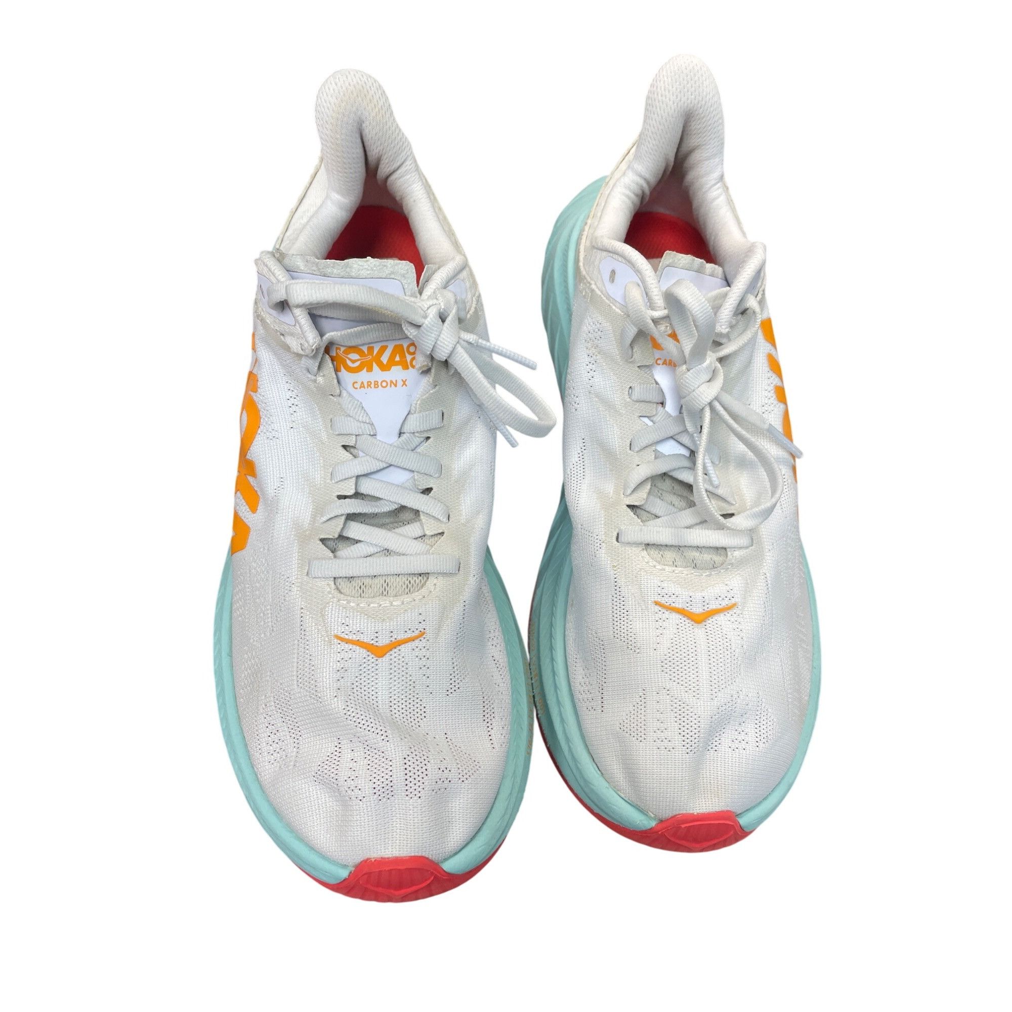 Hoka Hoka Womens Carbon X White green orange Running Sneakers Sz Size US 8.5 / IT 38.5 - 10 Thumbnail