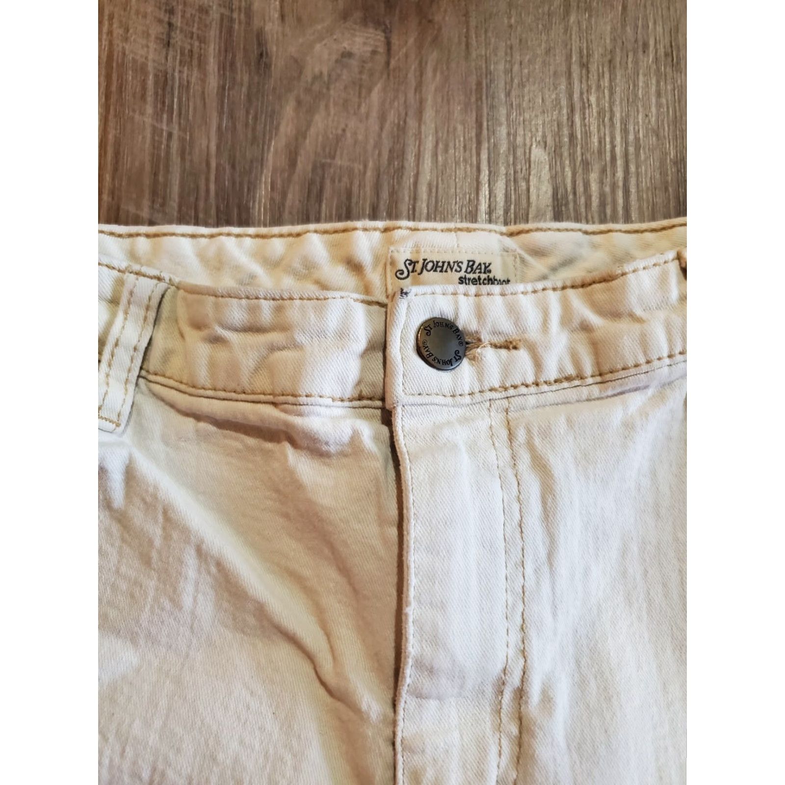 Vintage St. John's Bay Jeans Women White Size 12 Stretchboot Straight Regular Pockets Comfort Size 34" / US 12 / IT 48 - 2 Thumbnail