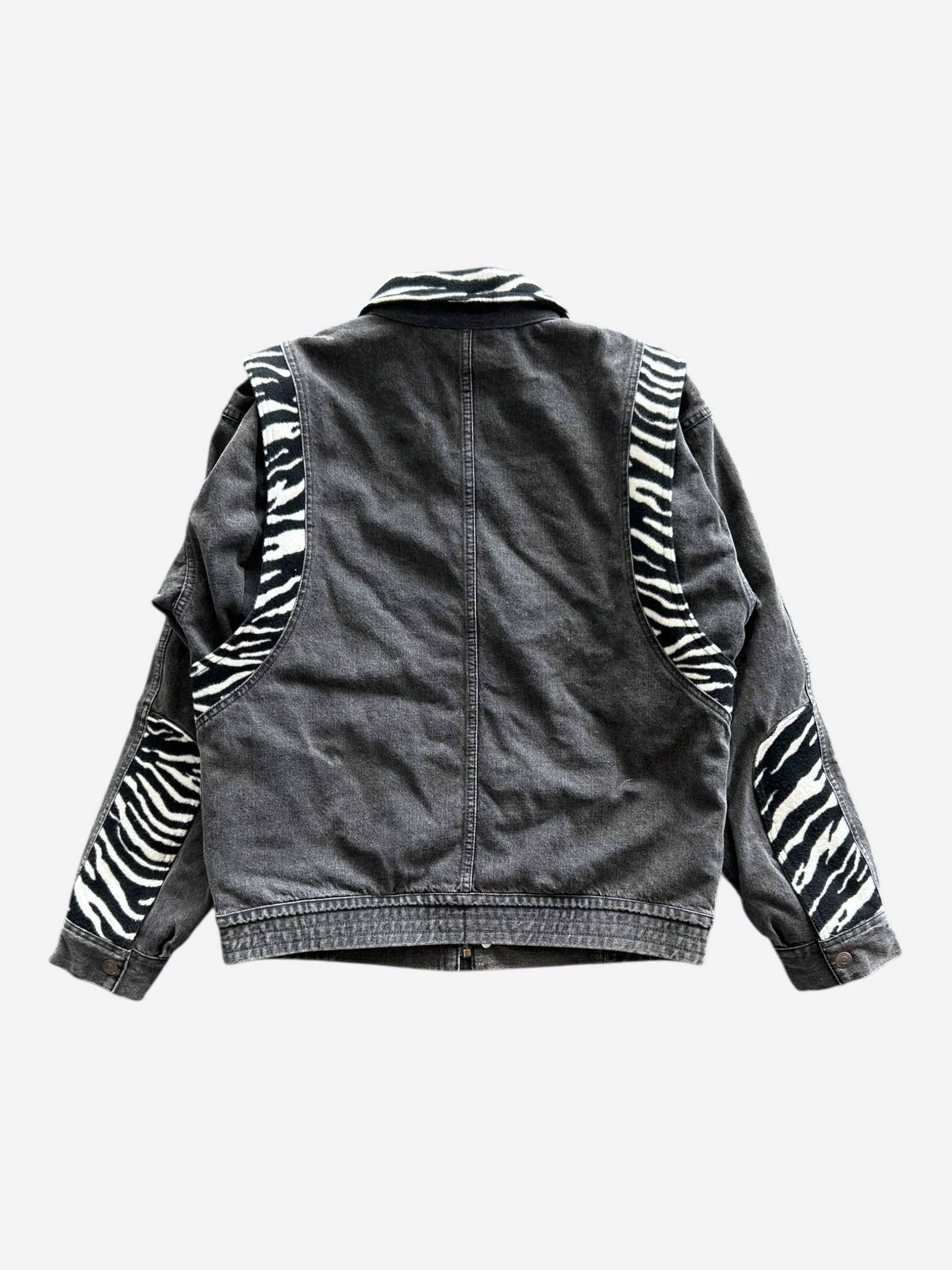Celine Celine Faded Black & Zebra Panel Denim Jacket Size US M / EU 48-50 / 2 - 2 Thumbnail