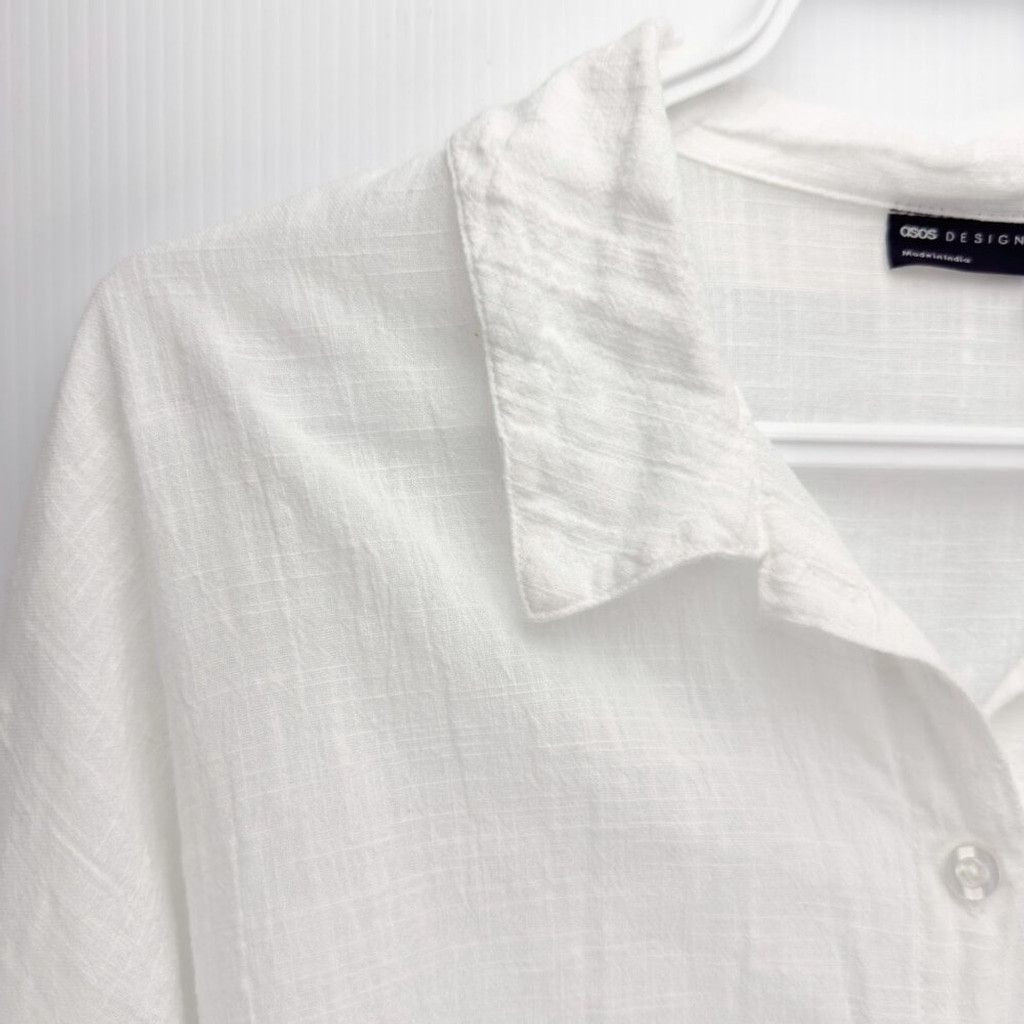 Asos ASOS Oversized White Buttoned Textured Preppy Shirt Size 2 Size XS / US 0-2 / IT 36-38 - 2 Thumbnail