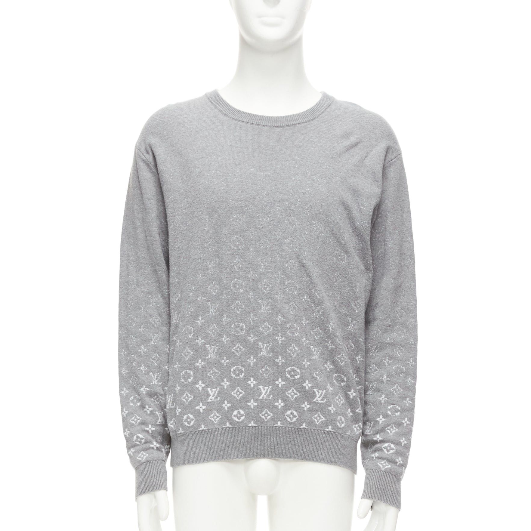 Louis Vuitton LOUIS VUITTON grey white ombre LV logo monogram crew sweatshirt L Size US L / EU 52-54 / 3 - 1 Thumbnail