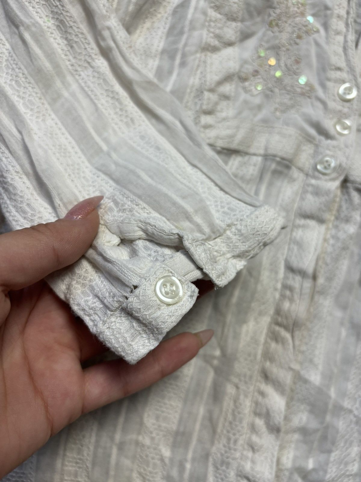 Designer × River Island × Vintage Vintage River Island antique cotton embroidered white blouse Size L / US 10 / IT 46 - 3 Thumbnail