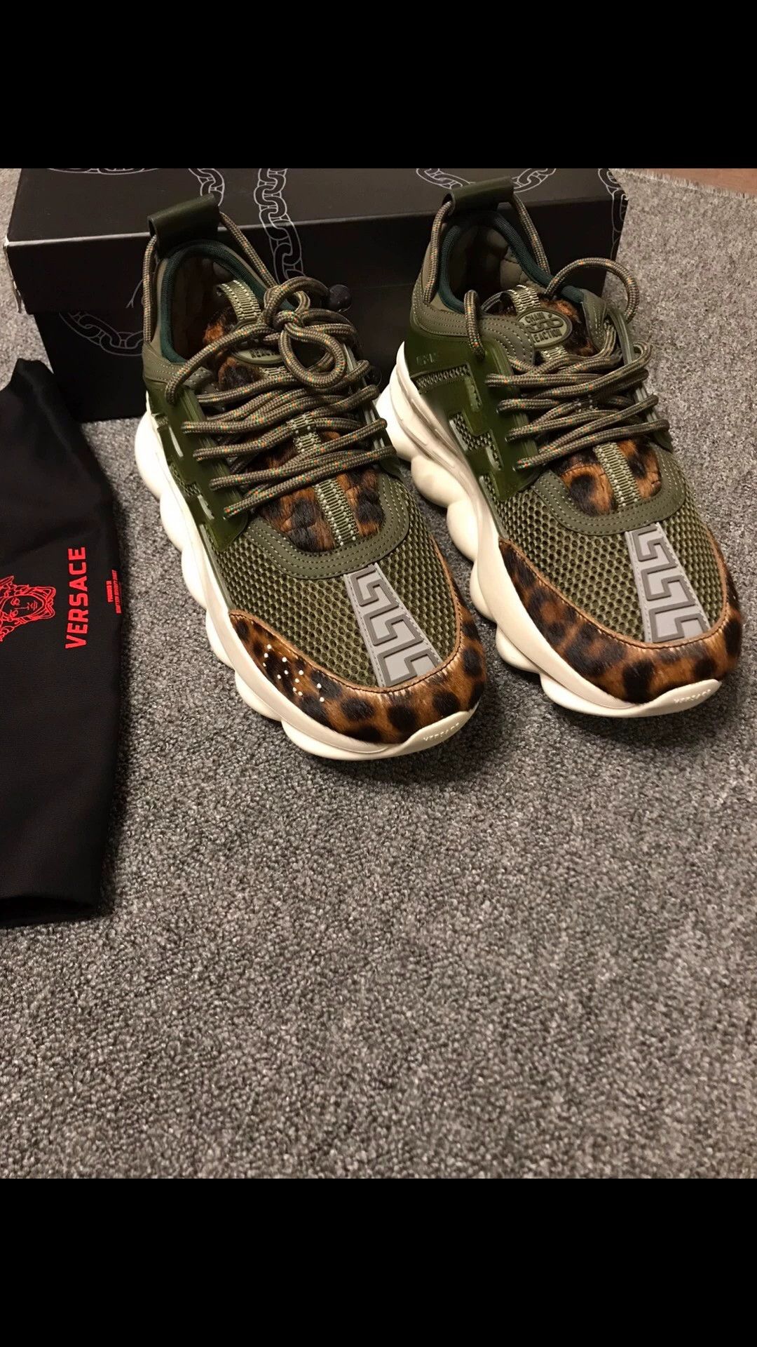 Versace VERSACE Dark Green Leopard Platform Dad Sneakers 42 (L) Size US 9 / EU 42 - 1 Thumbnail
