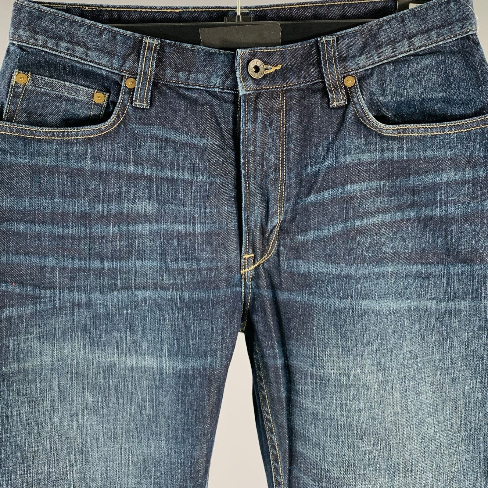 John Varvatos Size 32 Blue Distressed Cotton Blend Straight Jeans Size US 32 / EU 48 - 2 Thumbnail