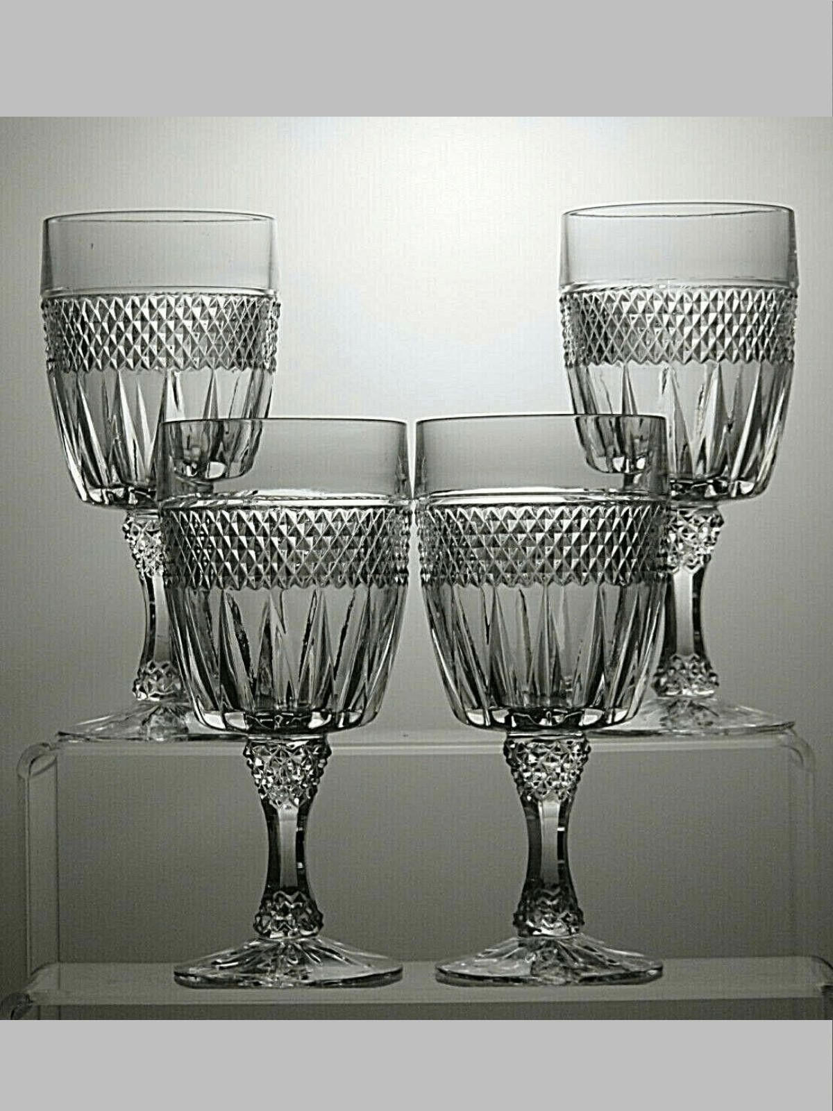 The Unbranded Brand Pressed Glass Claret Set Of 4 Wine Gasses 6" Size ONE SIZE - 1 Thumbnail