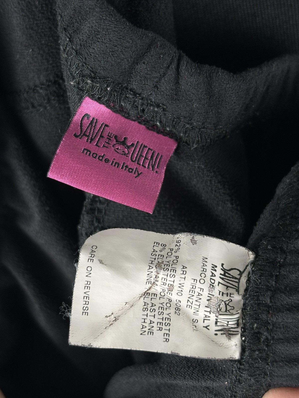 Vintage SAVE THE QUEEN Marco Fantini Suede-Velvet Italy Black Polyester Elastane Pants Trousers L Size 26" / US 2 / IT 38 - 5 Thumbnail