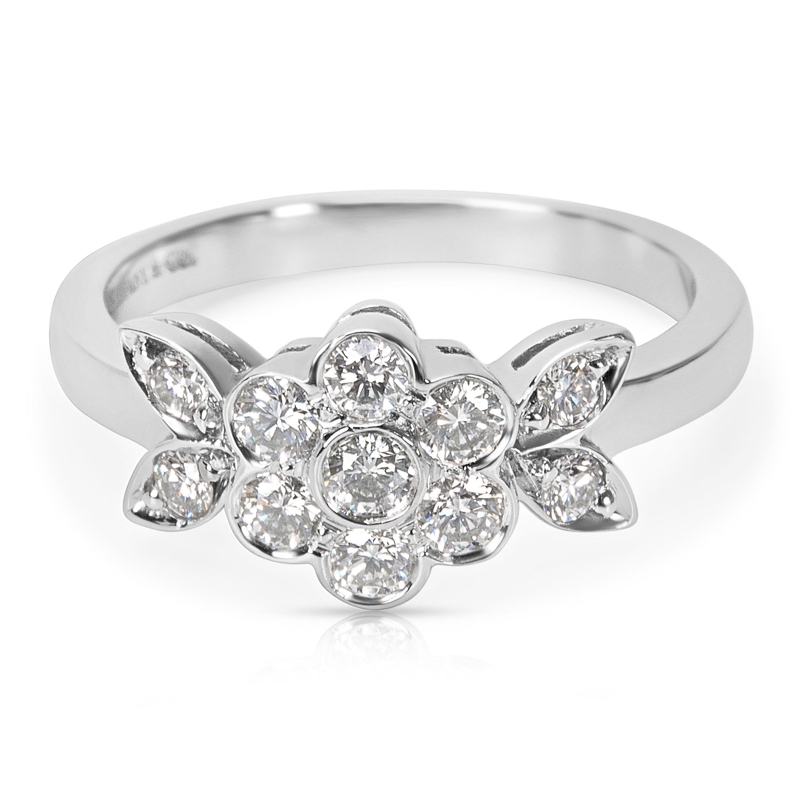image of Tiffany Co Tiffany & Co. Floral Blossom Diamond Ring In Platinum 0.25 Ctw in Silver, Women's