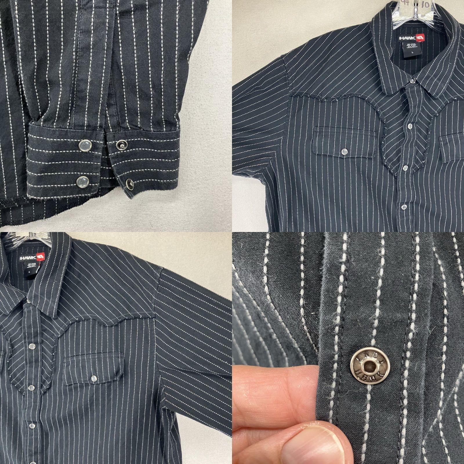 Vintage VINTAGE Mens Pearl Snap Western Shirt Large Tony Hawk y2k Style Black White Stitching Size US L / EU 52-54 / 3 - 8 Thumbnail