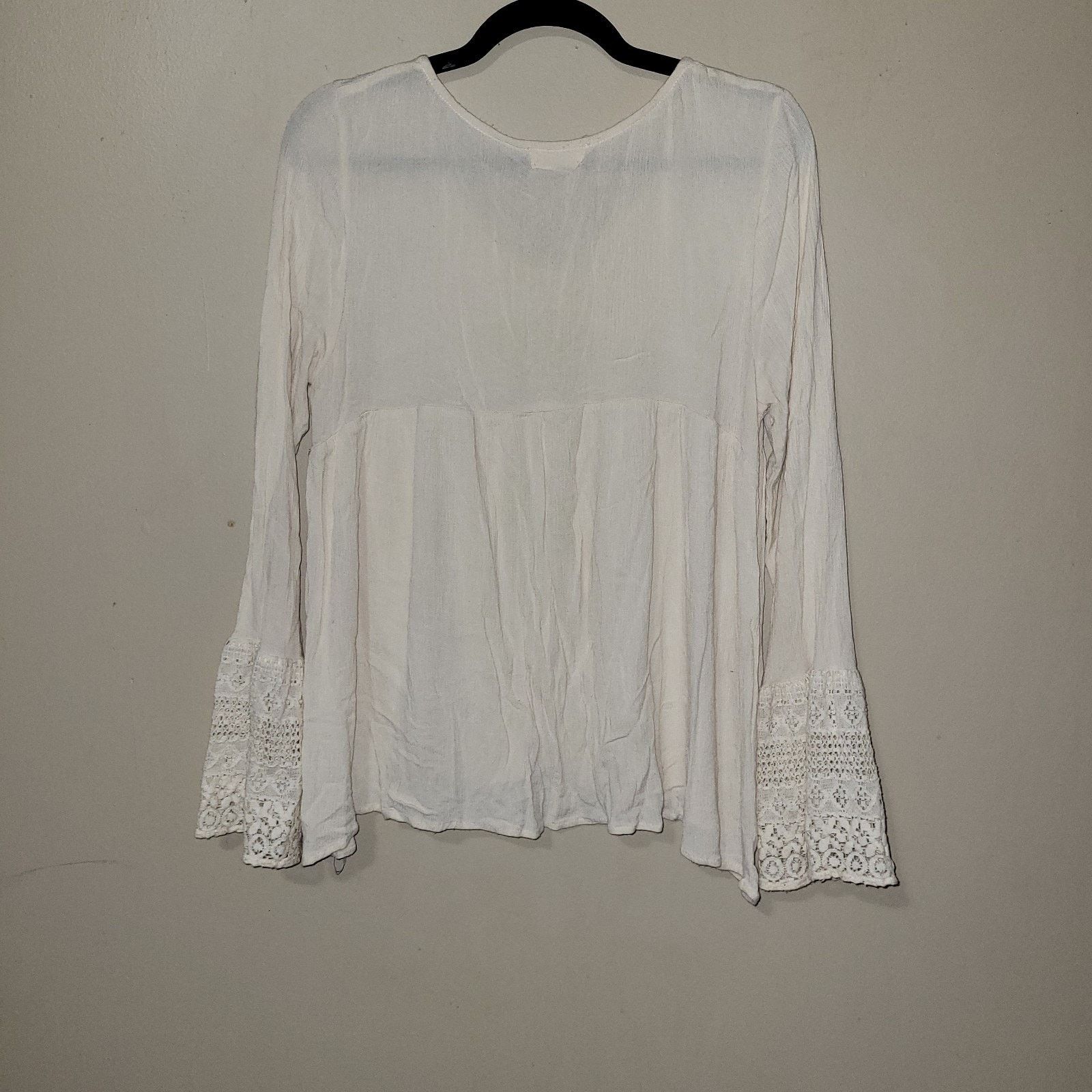 & Other Stories Altered State Tunic Blouse Flowy Sleeves Fringe Cream M/L Size L / US 10 / IT 46 - 8 Thumbnail