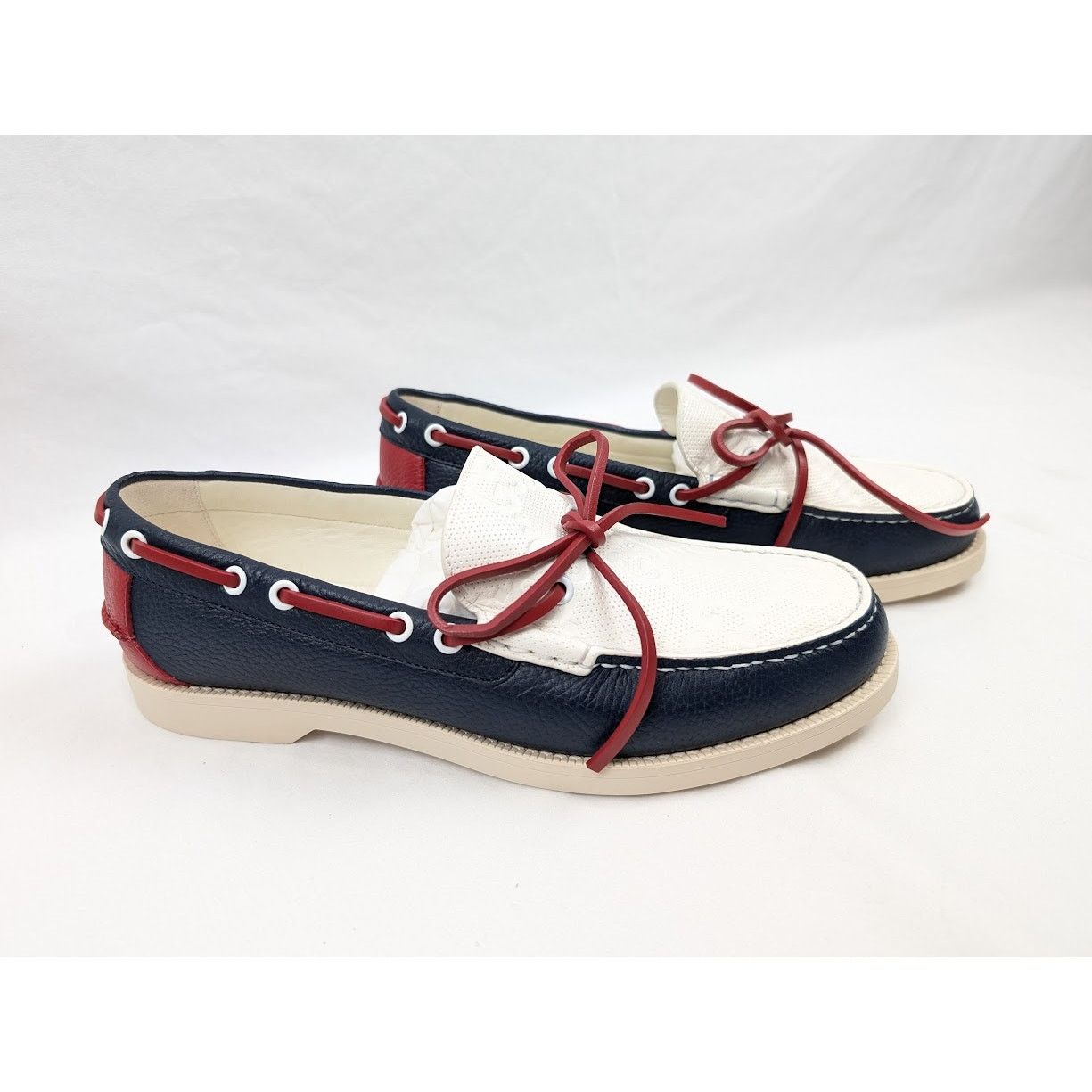 Gucci o1rshd1 Riverside Calf Shoes in Blue/Off White Size US 8.5 / EU 41-42 - 17 Thumbnail