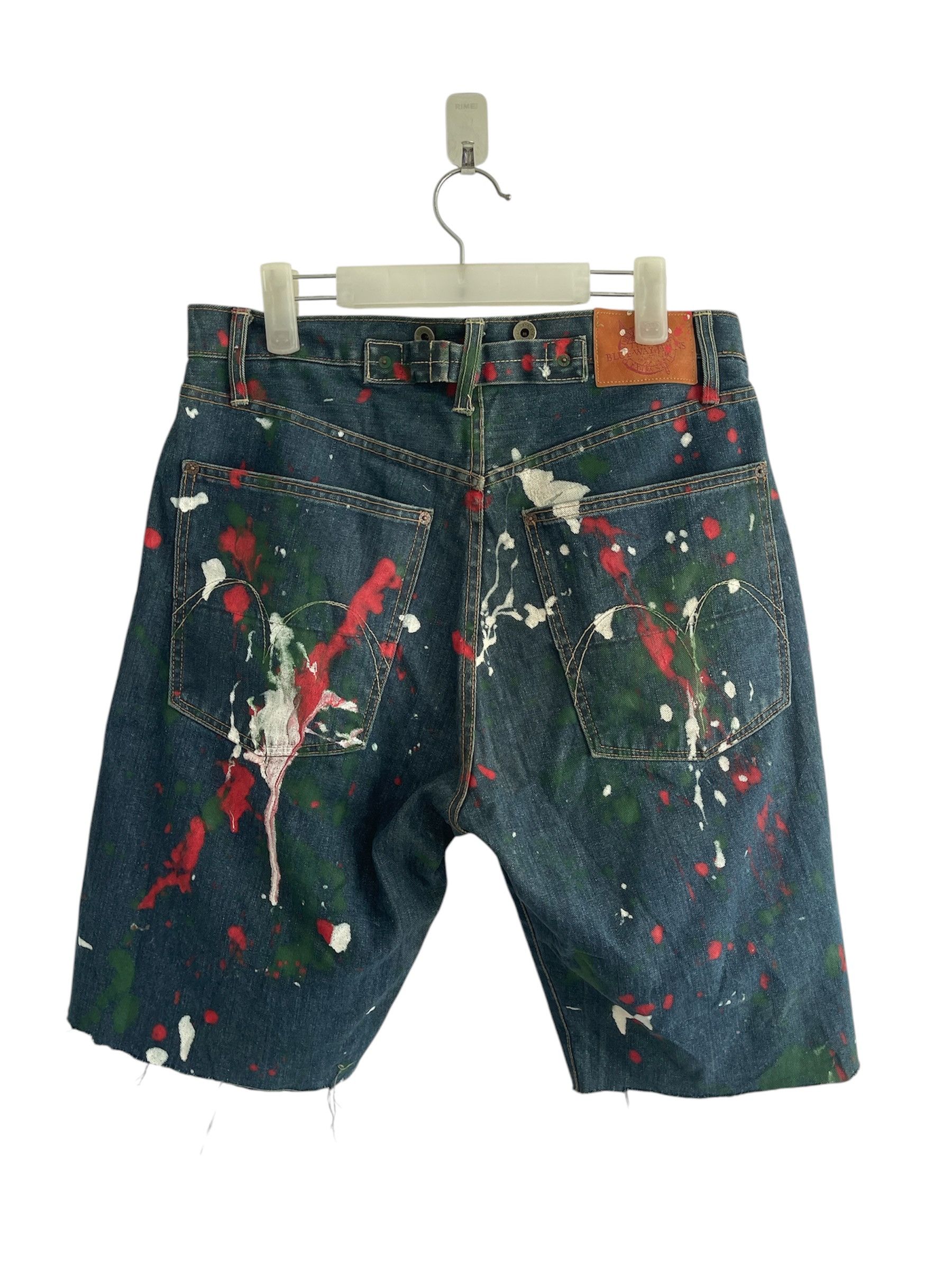 Japanese Brand Blue Way Cropped Denim Short Paint Splatter Size US 34 / EU 50 - 2 Thumbnail