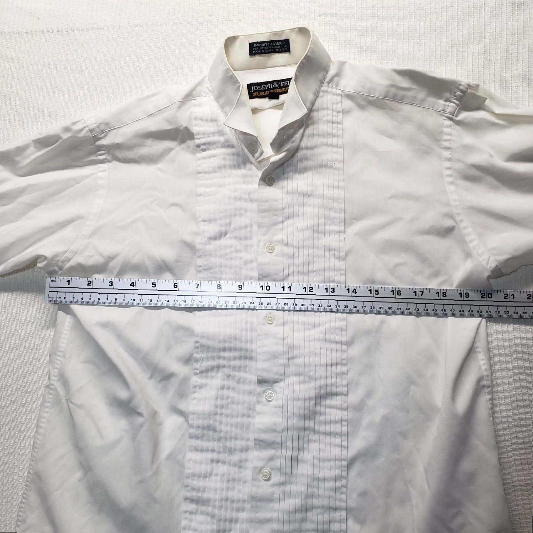 JOSEPH & FEISS Solid White Tuxedo Dress Shirt Size 18.5 Regular Classic Fit  Mens