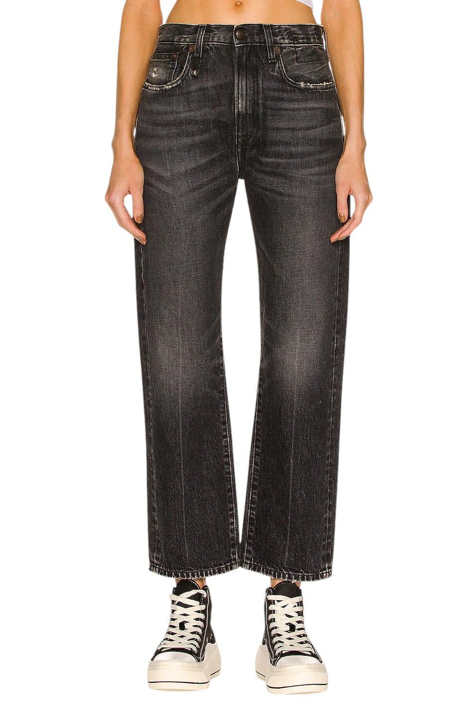 R13 COURTNEY SLIM 27 Everit Black Faded Cropped Distress 86493 Size 27" / US 4 / IT 40 - 1 Thumbnail
