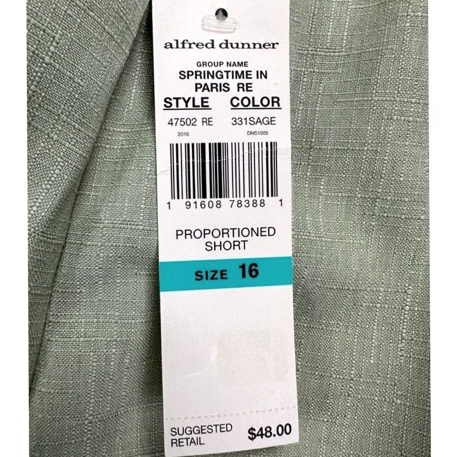 Vintage NEW Alfred Dunner Green Classic Fit Pull On Pants Womens 16 Elastic Waist Pockets Casual Office Wear Size 38" / US 16 / IT 52 - 5 Thumbnail