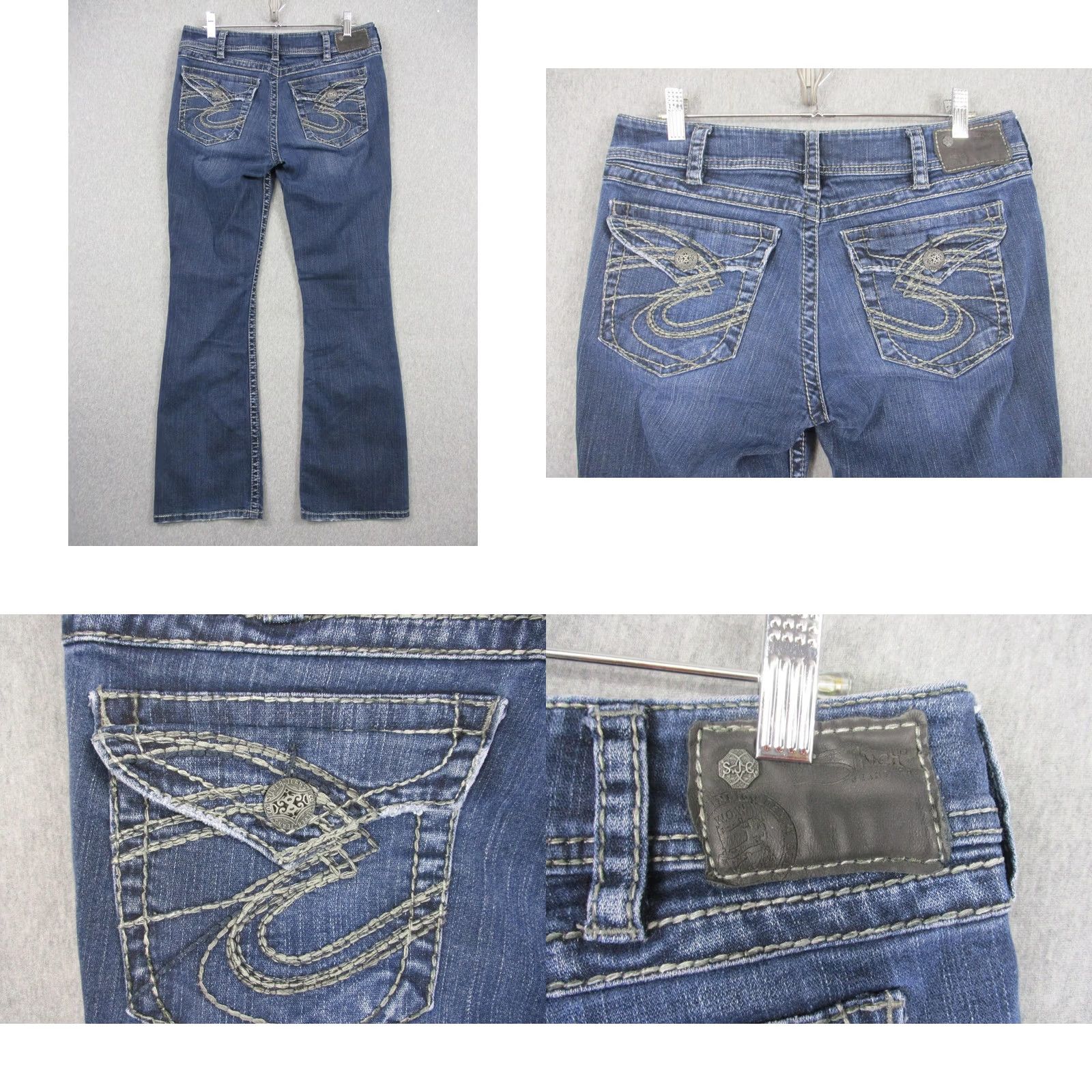 Silver Jeans Co. Silver Jeans Co Suki Surplus Womens Jeans W30 L32 Blue Mid Rise Bootcut Shoes/Denim 5-Pocket Embroidered Distressed Vintage No N/A Size 30" / US 8 / IT 44 - 8 Thumbnail