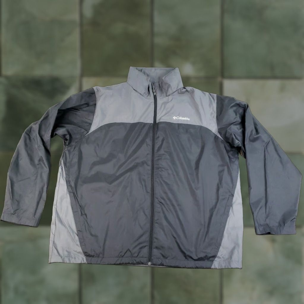Vintage Columbia Windbreaker Jacket Mens 2XL XXL Black Gray Packable Hooded Full Zip Size US XXL / EU 58 / 5 - 1 Thumbnail