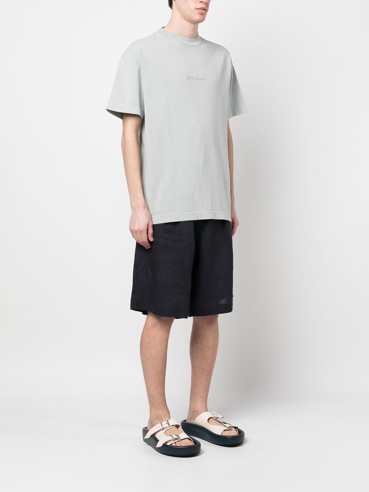 Palm Angels o1gr1nt0425 Gd Reverse Logo T-Shirt Light Grey Size US XXS / EU 40 - 2 Thumbnail
