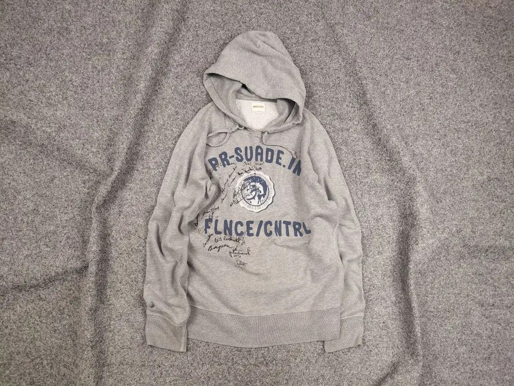 Diesel Vintage Diesel Logo Gray Hoodie Y2K Style Size US M / EU 48-50 / 2 - 1 Thumbnail