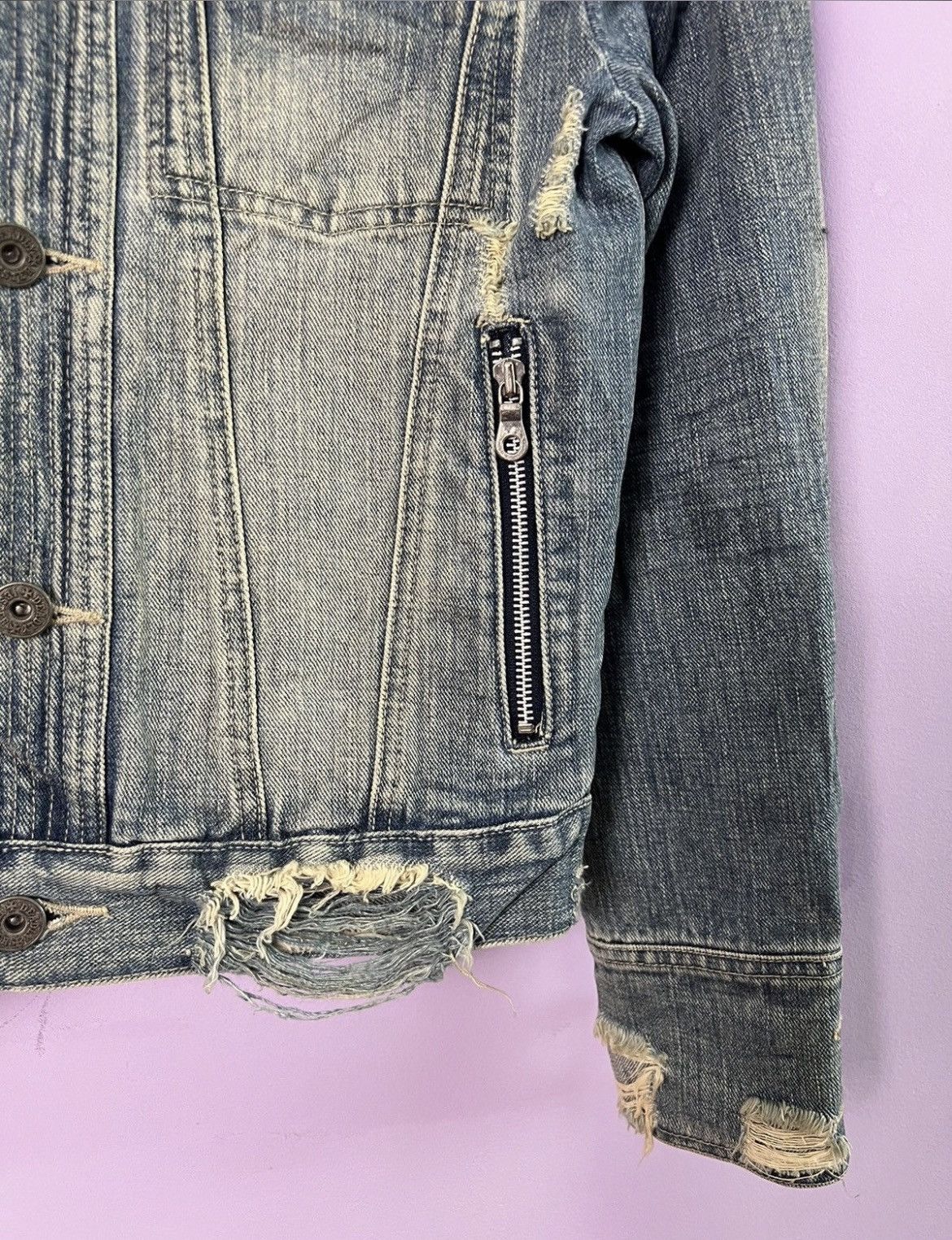 If Six Was Nine 🔥Rare Deadly Jester Distressed Denim Jacket Size US XS / EU 42 / 0 - 10 Thumbnail